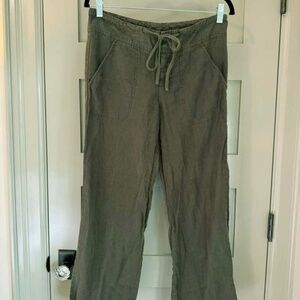 Olive Green Vince Drawstring Pants 100% Linen size Medium